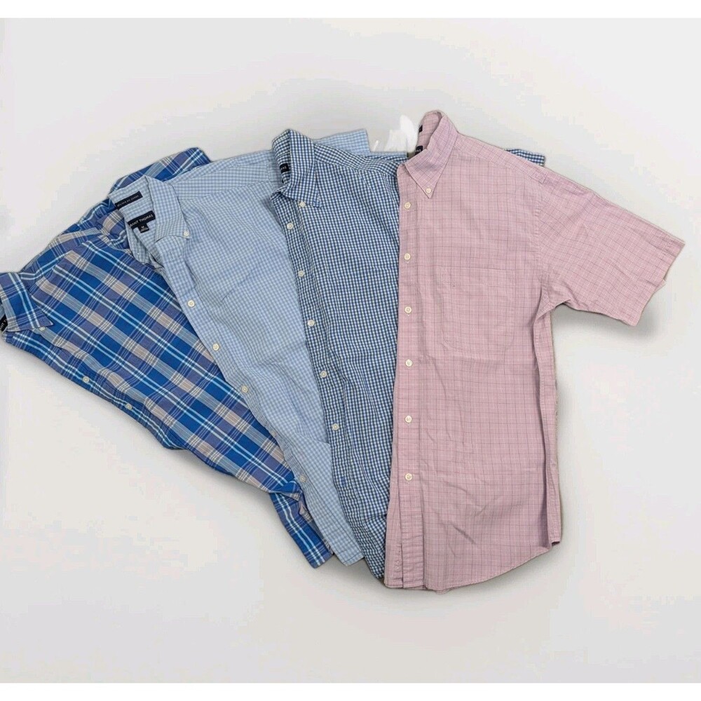 Grant Thomas Men's Medium Plaid Shirt Sleeve Button Up Shirts Bundle‎ Of 4